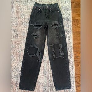 BDG High Rise Baggy distressed black jeans‎